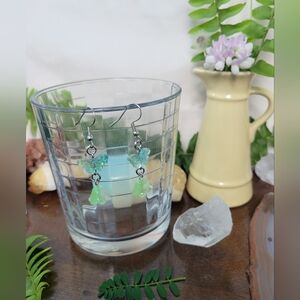 Green Butterfly & Bloom Earrings- Stainless Steel